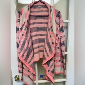 Charlotte Russe pink and gray Aztec print cardigan - xl